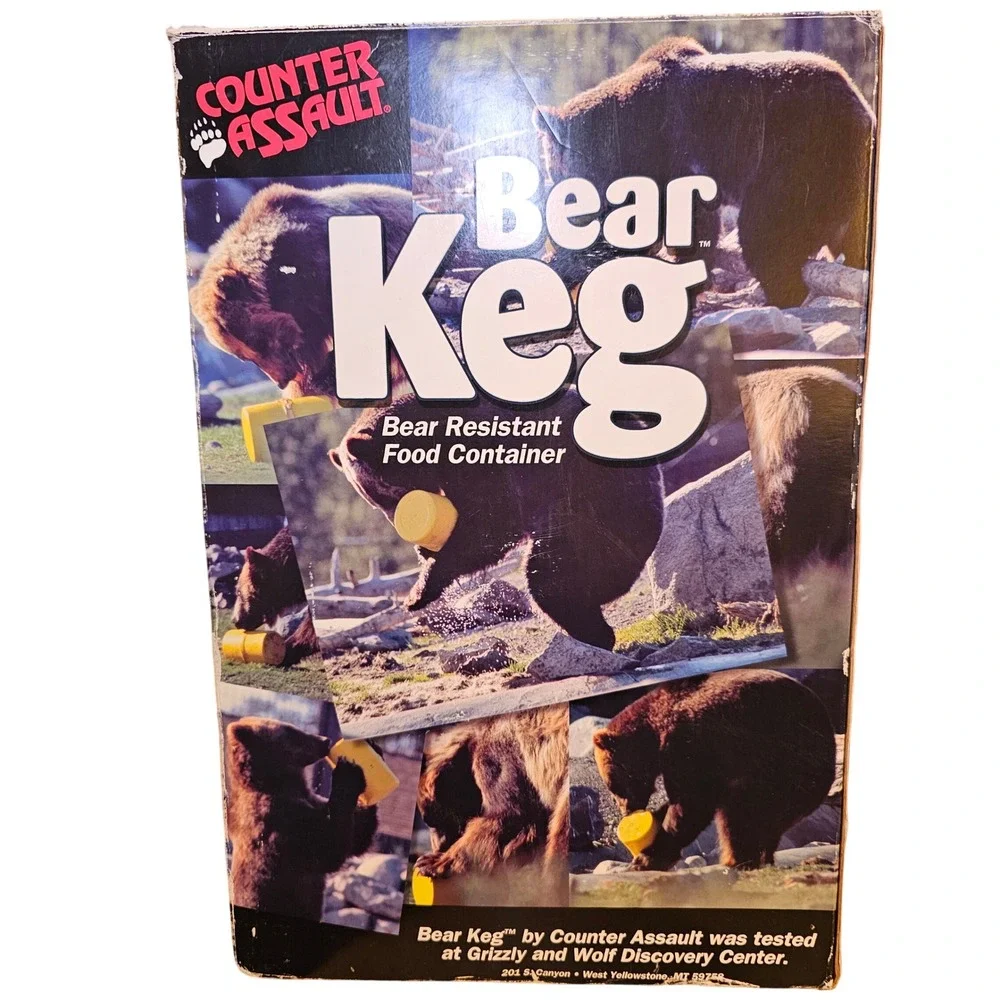 Vintage Assault Bear Keg Bear Food Container Yellow 716 Cu In IGBC Original Box